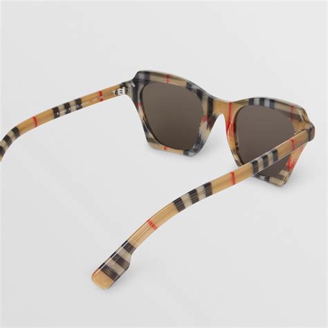 burberry check block 56mm butterfly sunglasses